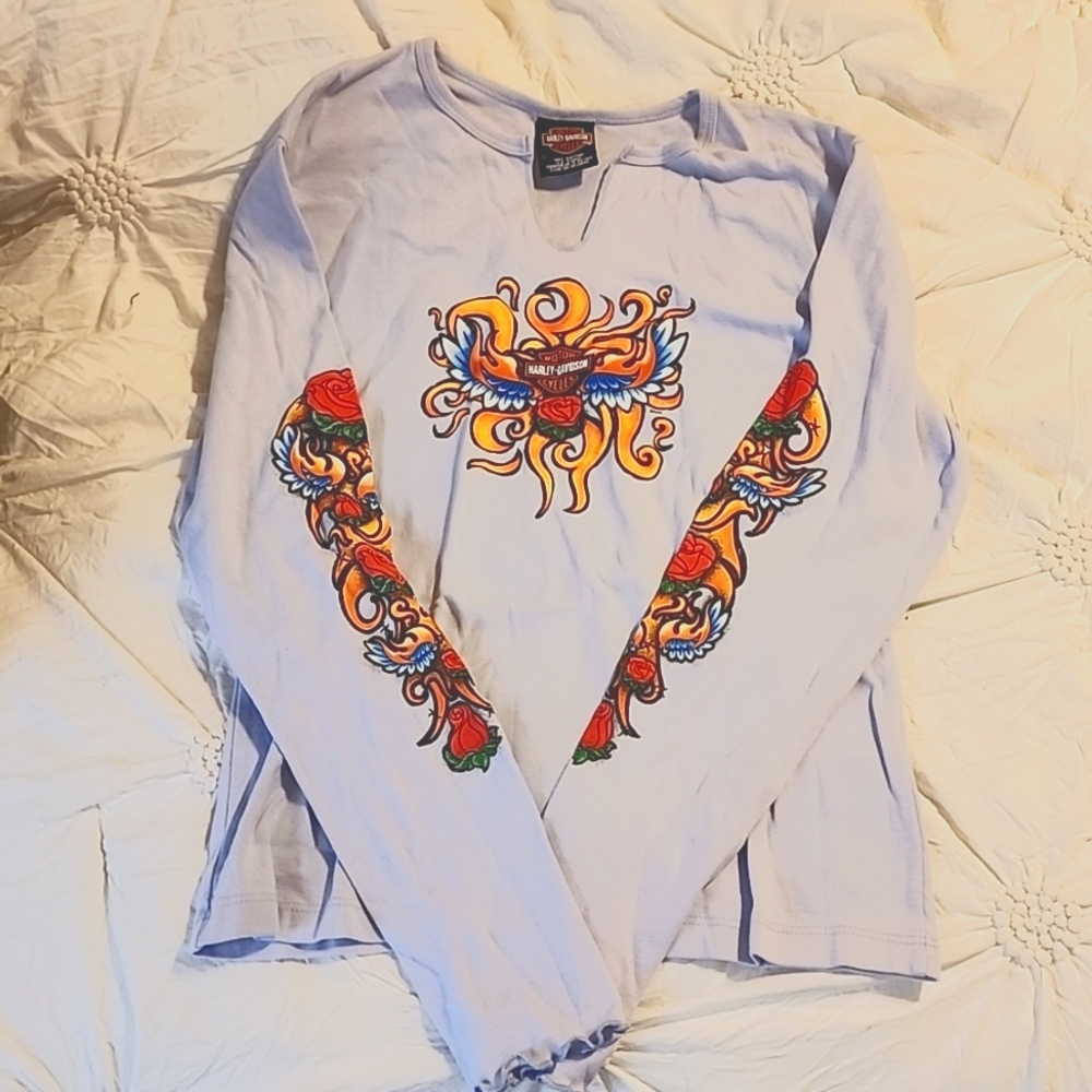 Women's long sleeve Harley Davison stretchy shirt